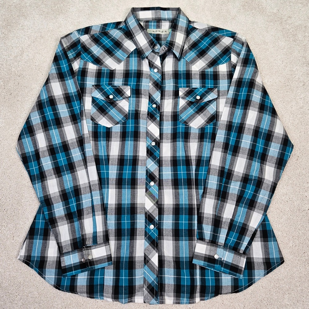 Roper Womens Sz XL Western Shirt Plaid Pearl Snap Long Sleeve Cowboy Cowgirl Top